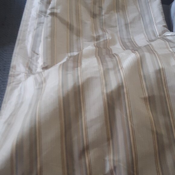 Calico Home Lined 32W x 92L Striped Pleated Silk Drapes. Set of 2 - Picture 11 of 14